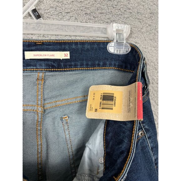 Levi's Superlow Flare Jeans 32 X 32 Blue Denim Waterless Design New With Tag's - Picture 6 of 8
